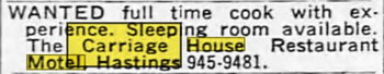 Carriage House Dining Room (Carriage House Motel) - Aug 15 1968 Help Wanted